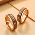 Men 8mm Tungsten Guitar String Whisky Barrel Wood Inlay Engagement Wedding Band